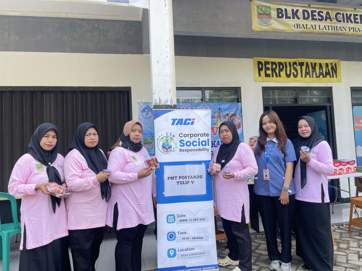 PT TACI menyelenggarakan kegiatan Pemberian Makanan Tambahan (PMT) bagi balita dan ibu hamil di Posyandu setempat.